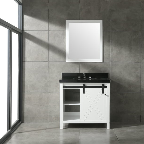 Black Granite Countertop, 36 Inch Black And White Bathroom Vanity