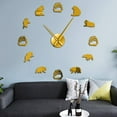 thumbnail image 3 of Forest Bears Family Silhouette Wall Art Acrylic Stickers Silent Movement Wall Clock Wildlife Nursery Decor Frameless Wall Watch(Gold,27inch), 3 of 9
