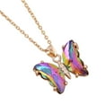 thumbnail image 2 of JingChun Dainty Butterfly Necklace with Birthstones Gold Plated Pendant 16" Chain Birthday Jewelry Gift for Girlfriend Mom Daughter, 2 of 6