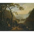 thumbnail image 3 of Barend Appelman 14x12 Black Modern Framed Museum Art Print Titled - A Landscape with Hunters Near a Waterfall, 3 of 5