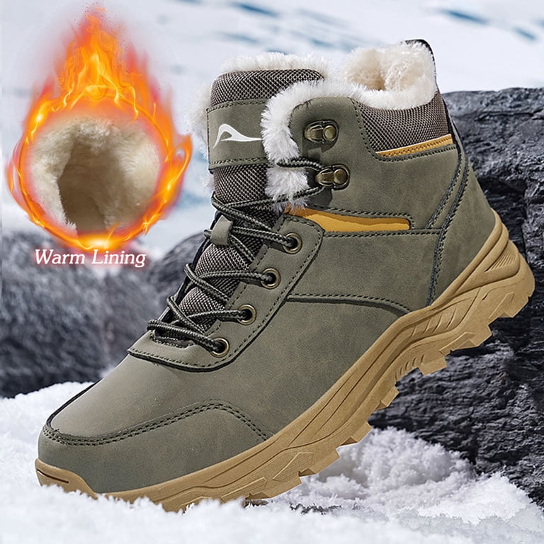 MeMoride Mens Snow Boots Waterproof Warm Faux Fur Lined  display picture 3