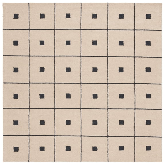 SAFAVIEH Martha Stewart Micro Loop Area Rug, Beige/Black, 6' x 6' Square