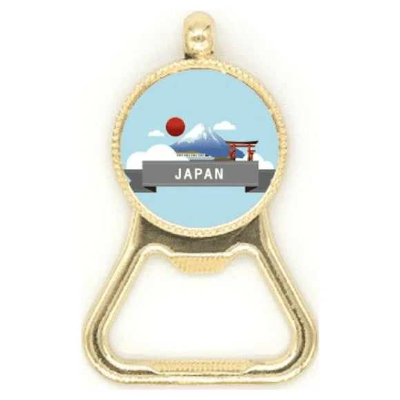 Japan Mount Red Sun Rail Train Temple Beer Bottle Cap Opener Stainless Steel Key Chain