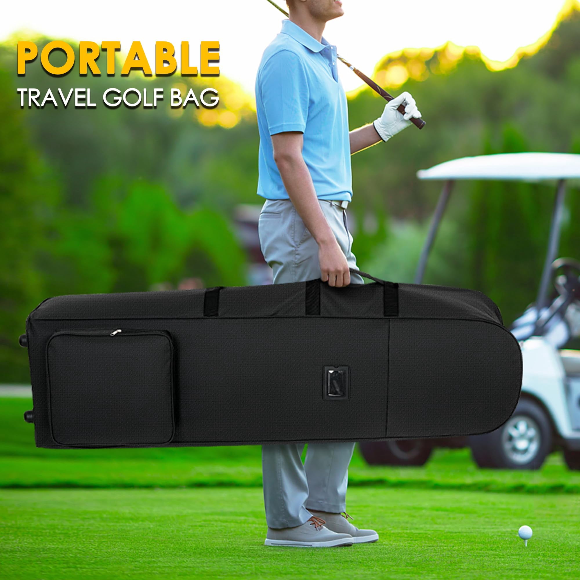 Golf Travel Bags For Airlines - 900d Heavy Duty Tear-resistant Oxford  Lightweight Foldable Design & Detachable Shoulder Strap Club Case Budget Friendly Traveling Gear Covers