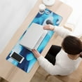 thumbnail image 2 of Large Gaming Mouse Pad - Japanese Blue & White Wave, Non-Slip Rubber Base, Stitched Edges, 2 of 7