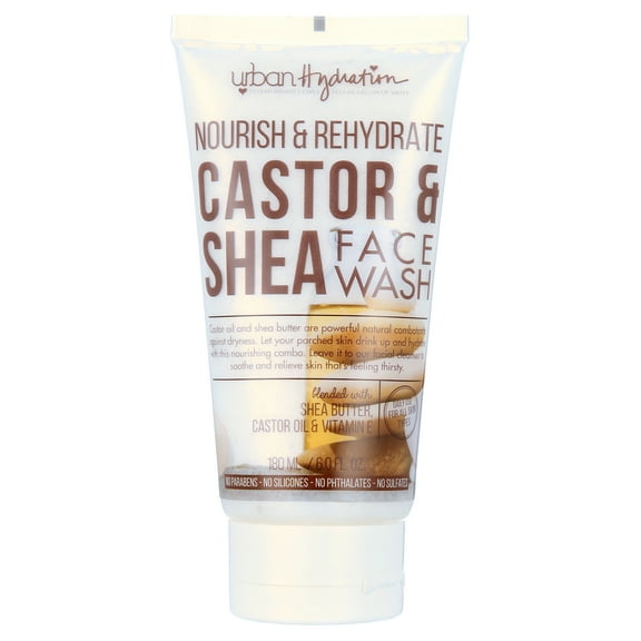 Urban Hydration Nourish & Rehydrate Castor & Shea Face Wash for Dry to Normal Skin, 6.0 oz