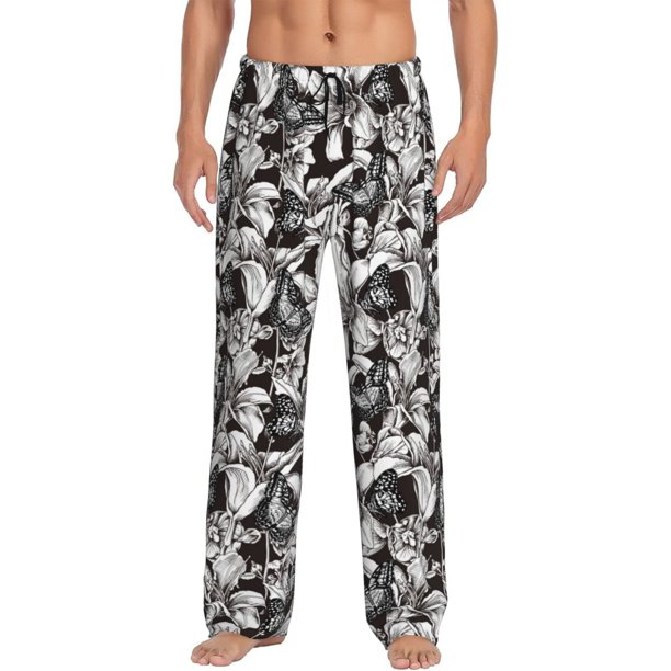 Balery Lilies Flowers Pantalones de pijama para hombre, pijama ultraligero, pantalón de descanso-X-Large