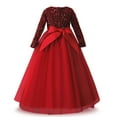 thumbnail image 2 of IBTOM CASTLE Kids Girls Long Sleeve Royal Palace Lace Dance Princess Gothic Victorian Gowns Fancy Masquerade Dress for Wedding Pageant Party 8-9 Years Red, 2 of 7