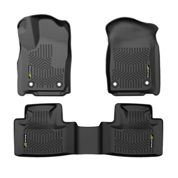 TPE Floor Mats All Weather 3D Molded Front & 2nd Row Liner Fit for 2016-2023 Dodge Durango Cherokee