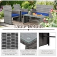 thumbnail image 3 of 4-Piece Outdoor Gray Wicker Patio Conversation Furniture Set, Rattan Patio Furniture Set with Weather Resistant Cushions and Tempered Glass Tabletop,Navy Blue, 3 of 8