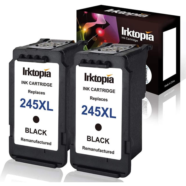 Inktopia 2 Pack Remanufactured Ink Cartridge Replacement for Canon PG 245XL (2 Black) with Ink Level Indicator Used in