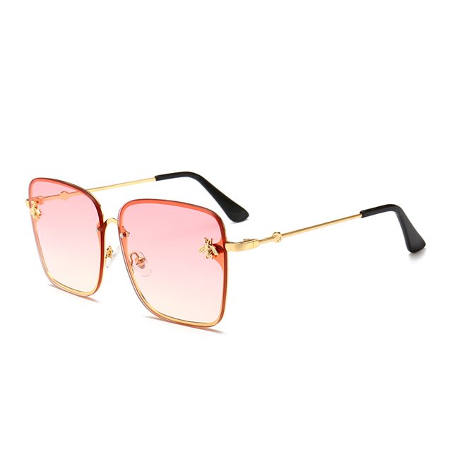 Gafas de sol europeas y americanas, personalidad europea y americana, marco cuadrado de metal, gafas de sol pequeñas de abeja, gafas de sol para hombre, rosa LingWen 9024735091196