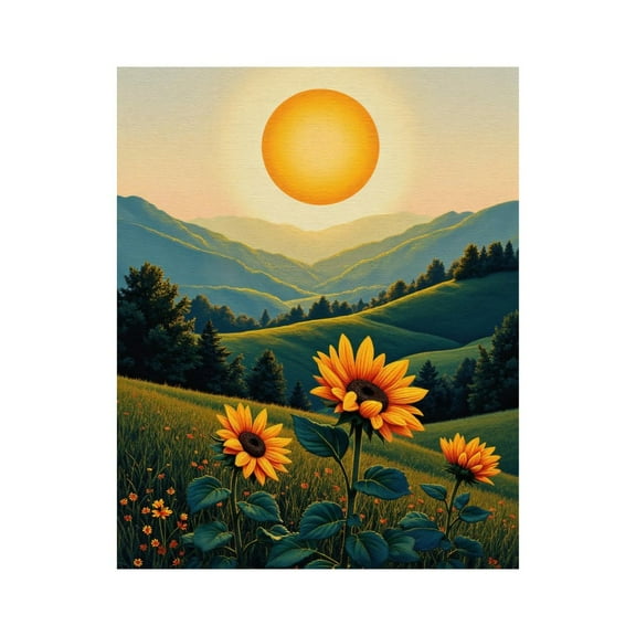 Paint by Numbers Kit for Adults, Sunlit Sunflowers Mountain Landscape Paint by Numbers, Easy Paint by Numbers Kit for Adults Beginner, DIY Adult Paint by Number Kits on Canvas, Home Decor