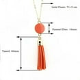 thumbnail image 3 of RSAMD Monogram Blank Enamel Disc Leather Long Chain Pendant Tassel Necklace -Gold Pink, 3 of 9
