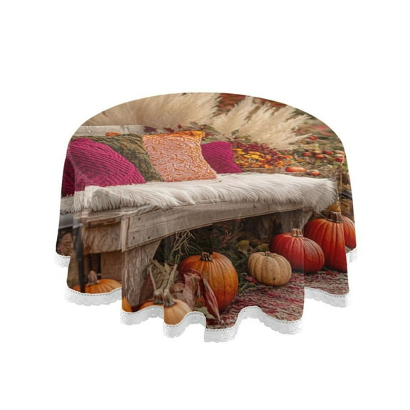 YAZAOO Round Tablecloth Autumn Outdoor Seating Pattern Tableclothes
