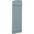 thumbnail image 3 of Ekena Millwork 17 1/2"W x 67"H Americraft Five Board (2 Batten) Exterior Real Wood Joined Board-n-Batten Shutters w/ Elliptical Top (Per Pair), Peaceful Blue, 3 of 10