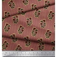 thumbnail image 3 of Soimoi Brown Poly Georgette Fabric Stripe,Leaves & Floral Block Print Sewing Fabric Yard 52 Inch Wide, 3 of 3