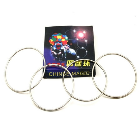 4pcs Chinese Linking Rings Magic Trick Toy Metal Rings Four Serial Rings Street Magic Show Classic Magician Trick Style:Boxed with
