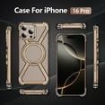 thumbnail image 4 of Frameless Magnetic Phone Case for iPhone 16 Pro Max,360°Rotatable Ring Kickstand,Compatible with Mag-Safe,Bezel Less Minimalist Shockproof Rugged Metal Bumper Borderless Phone Case,Desertgold, 4 of 8