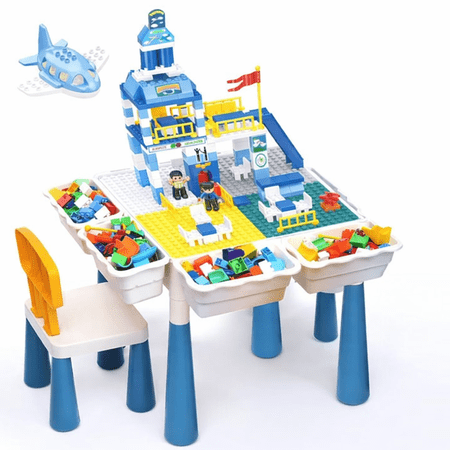 Kids Building Block Table Set – 136-Piece AIRPORT TERMINAL Themed All-in-One Play Table with Chair – STEM Toy Multi-Purpose Table for Boys and Girls Kids Building Block Table Set – 136-Piece AIRPORT TERMINAL Themed All-in-One Play Table with Chair – STEM Toy Multi-Purpose Table for Boys and Girls