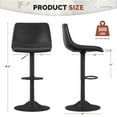 thumbnail image 6 of Fijinhom Modern Adjustable Bar Stools Set of 2, Swivel PU Leather Counter Height Chairs with Back for Kitchen Island,Black, 6 of 8