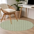 thumbnail image 5 of 3ft Round Rug, Sage Green Non-Skid Rubber Backing Large Area Rugs - Living Room Bedroom Home Office, Geometric Flower Leaf Diamond Plaid Retro Indoor Floor Mat Carpets Washable Rug, 5 of 9