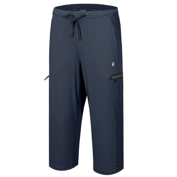Little Donkey Andy Men's Ultra-Stretch Quick Dry 3/4 Pants Capri Shorts Drawstring Lightweight Hiking Travel Casual Navy Blue S