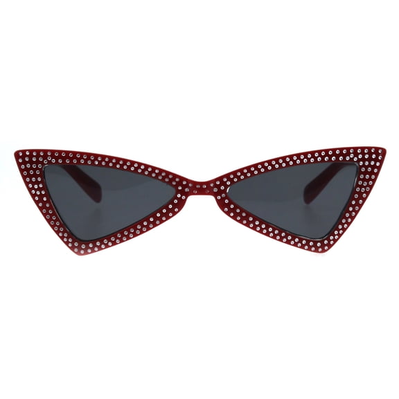 Womens Bling Engrave Triangle Plastic Cat Eye Plastic Sunglasses Red Black
