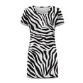 thumbnail image 4 of FKELYI Black White Zebra Print Women's Nightgown Short Sleeve Pajama Dress Skin-Friendly Sleepwear Dress Button Down Sleep Shirts Breathable Boyfriend Nightdress House Dress, XS, 4 of 6