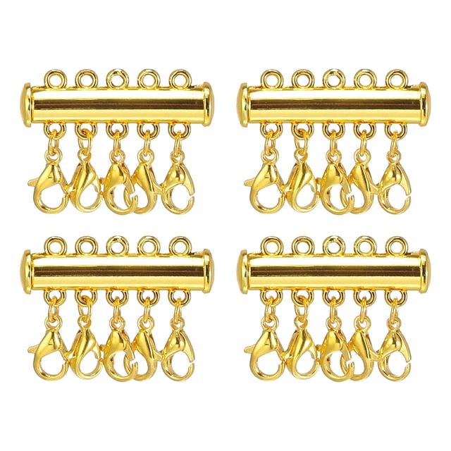 Capas Collar Cierres, 4uds Collar Conector 5 Hilos Deslizamiento Magnético Tubo Cierre Cierres para Capas Pulseras Collar Joyas Fabricación, Oro