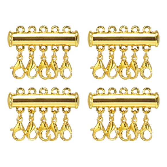 Capas Collar Cierres, 4uds Collar Conector 5 Hilos Deslizamiento Magnético Tubo Cierre Cierres para Capas Pulseras Collar Joyas Fabricación, Oro