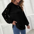 thumbnail image 5 of Camisetas de manga larga para mujer, estilo casual, holgadas, de otoño (negro), 5 of 5