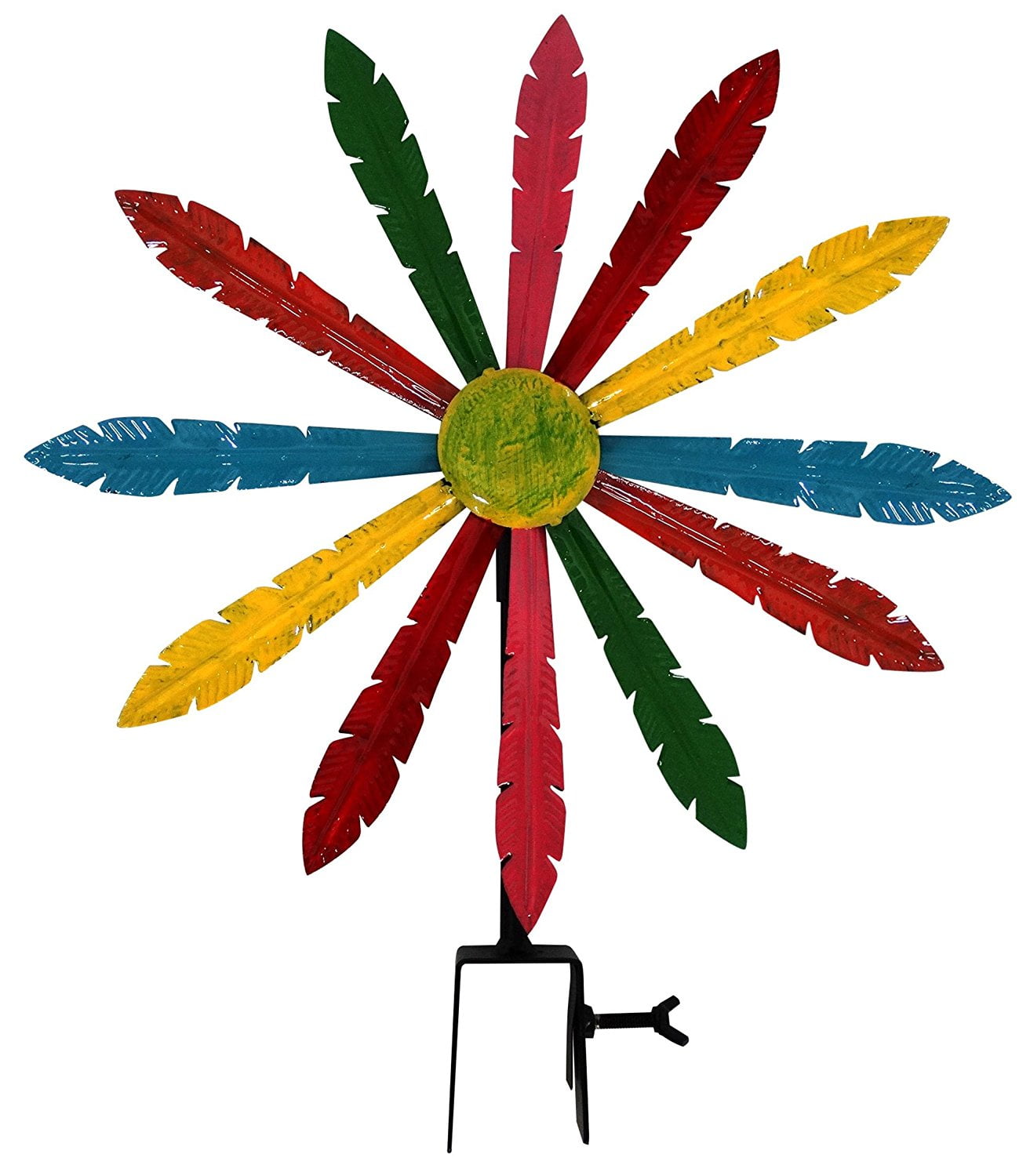 Multi-Color Metal Windmill w Stake & Fence Topper by Alpine Corporation