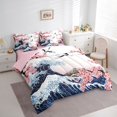 thumbnail image 3 of Feelyou Tokyo Ocean Wave Twin Bedding Sets 7pcs, Pink Cherry Blossoms Comforter Set, 3 of 8