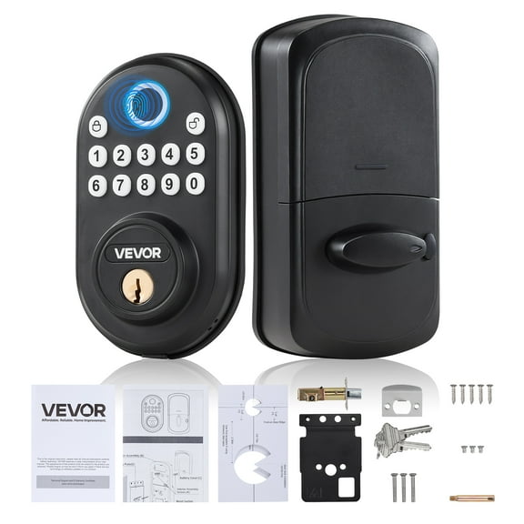 VEVOR Fingerprint Door Lock, with Fingerprint/Keypad Code/Key, One-Time and Anti-Peeking Password,Silent Mode,Constant Unlock Mode,Aluminum Alloy Panel,Electronic Keypad Deadbolt for Entry Doors