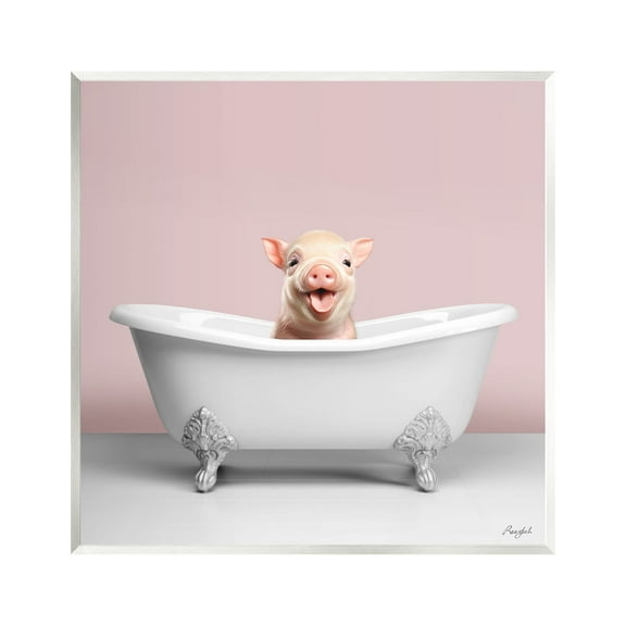 Stupell Industries Pastel Piglet in Bathtub Animals & Insects Painting Unframed Art Print Wall Art, 12 x 12