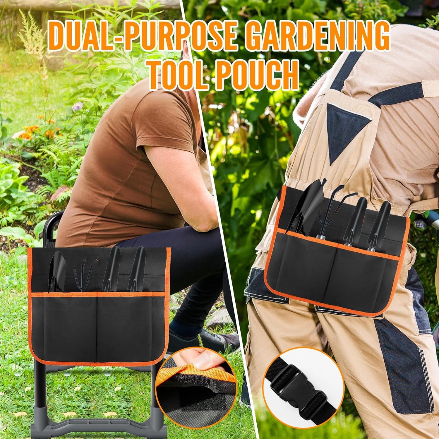 Garden Kneeler and Seat, Wider and Thicker Kneeling Pad Heavy Duty Gardening Stool with Gardening Tool Pouch and Bag, Garden Bench/Chair Gifts for Women, Seniors