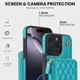 thumbnail image 3 of Crossbody Wallet Case for iPhone 16 Pro, RFID Blocking Zipper Handbag Purse Flip Cover, Kickstand Folio Case Card Slots Holder Wrist Strap Lanyard, 3 of 9