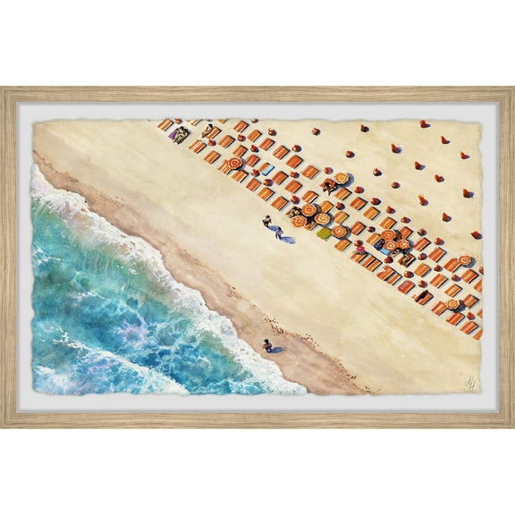Marmont Hill Beach Blanket Rows Framed Wall Art