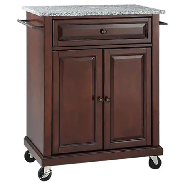 Crosley Furniture Wood Portable Kitchen Cart in Mahogany/Gray