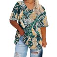 thumbnail image 4 of Women's Oversized Top Fashion Retro Printing Short Sleeve TShirt Casual Gradient Color Blouses V-Neck Summer Loose Breathable Plus Size Pullover Tops Style 04 XXL, 4 of 5