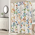 thumbnail image 6 of Colorful Floral Shower Curtain for Bathroom, Bath Decor, Watercolor Leaves Plant Fabric Shower Curtains Set with 12 Plastic Hooks, Water Resistant, 72x72 inch, 6 of 6