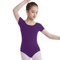thumbnail image 2 of Sholeno Kids Girls Short Sleeve Gymnastics Leotard Ballet Dance One Piece Unitard Dancewear Bodysuit Dark Purple 4, 2 of 6