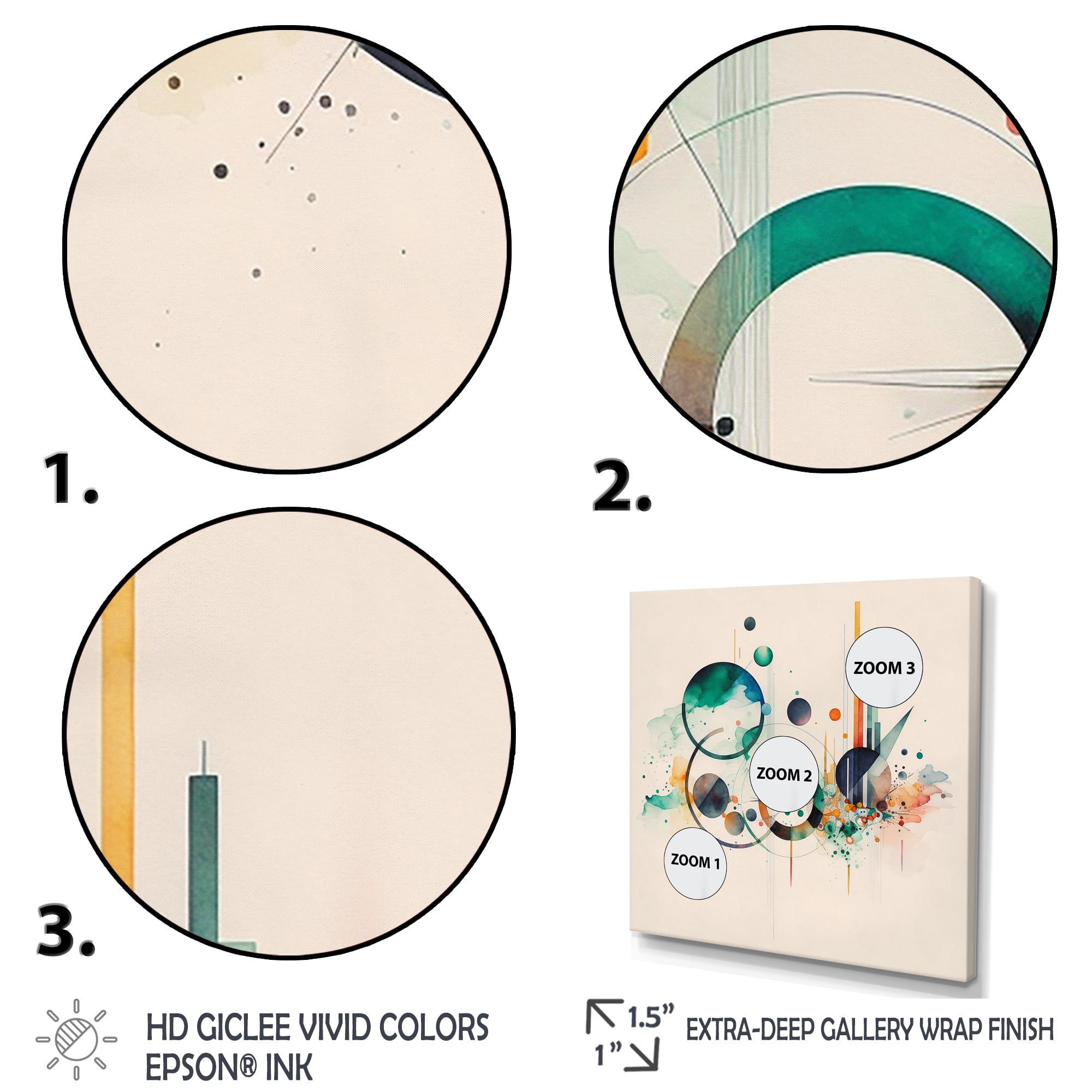 Designart Multi-Color Watercolor Geometric Art II Canvas Wall Art