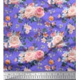thumbnail image 1 of Soimoi Poly Georgette Fabric Leaves,Periwinkle & Peony Floral Print Fabric by The Yard 52 Inch Wide, 1 of 1