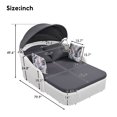 thumbnail image 5 of Royard Oaktree Outdoor Wicker Daybed with Adjustable Canopy Patio Double Sunbed with Cushion and Decorative Pillows Rattan Sofa Bed for Backyard Porch Poolside,White, 5 of 7