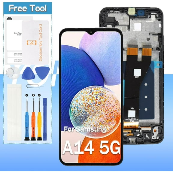 Screen Replacement for Samsung Galaxy A14 5G SM-A146U, SM-A146P (Original) LCD Display 6.6“ LCD Touch Digitizer Assembly - Black with Frame - Tools(US Version)