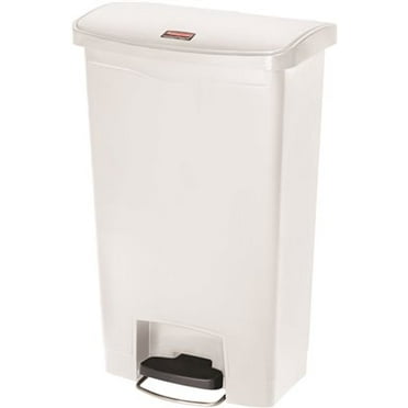 Rubbermaid® Slim Jim Rectangular Plastic Wastebasket, Step-On, 24 Gallons, White