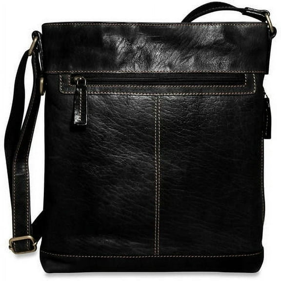 Jack Georges Voyager Hand-Stained Buffalo Leather Crossbody Bag #7312 (Black)