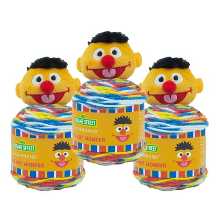 UPC: 0842093130994 | Lion Brand Yarn Sesame Street One Hat Wonder Ernie Kids Hat Medium Polyester Multi-Color Yarn 3-Pack